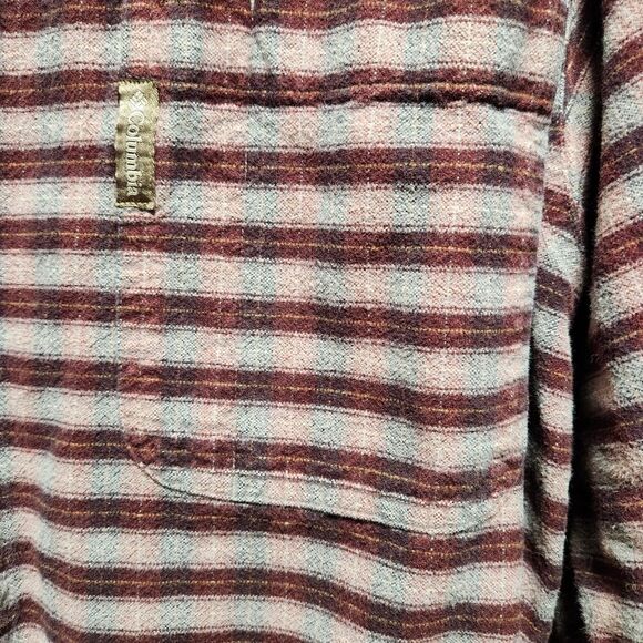 Columbia Casual Red Brown Gray Button Down Flannel Cotton Shirt Men XL Camping - Picture 4 of 8